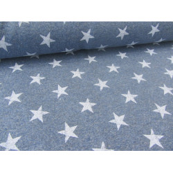 French Terry - jeansblau meliert Sterne